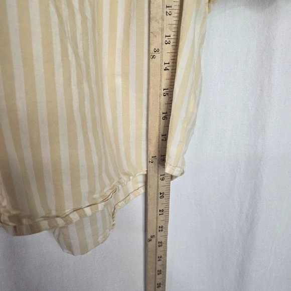Universal Thread Striped Popover Top M Yellow Cotton Coastal Nautical Summer - Picture 5 of 6